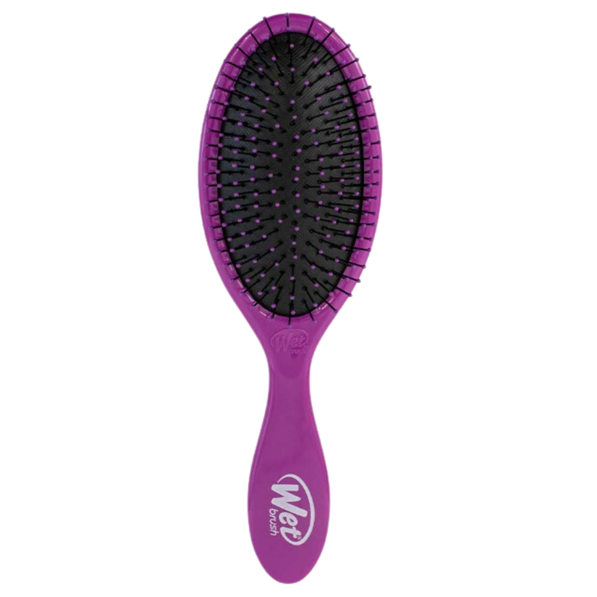 Wet Brush Original Detangler purple close-up with flexible bristles for painless detangling.