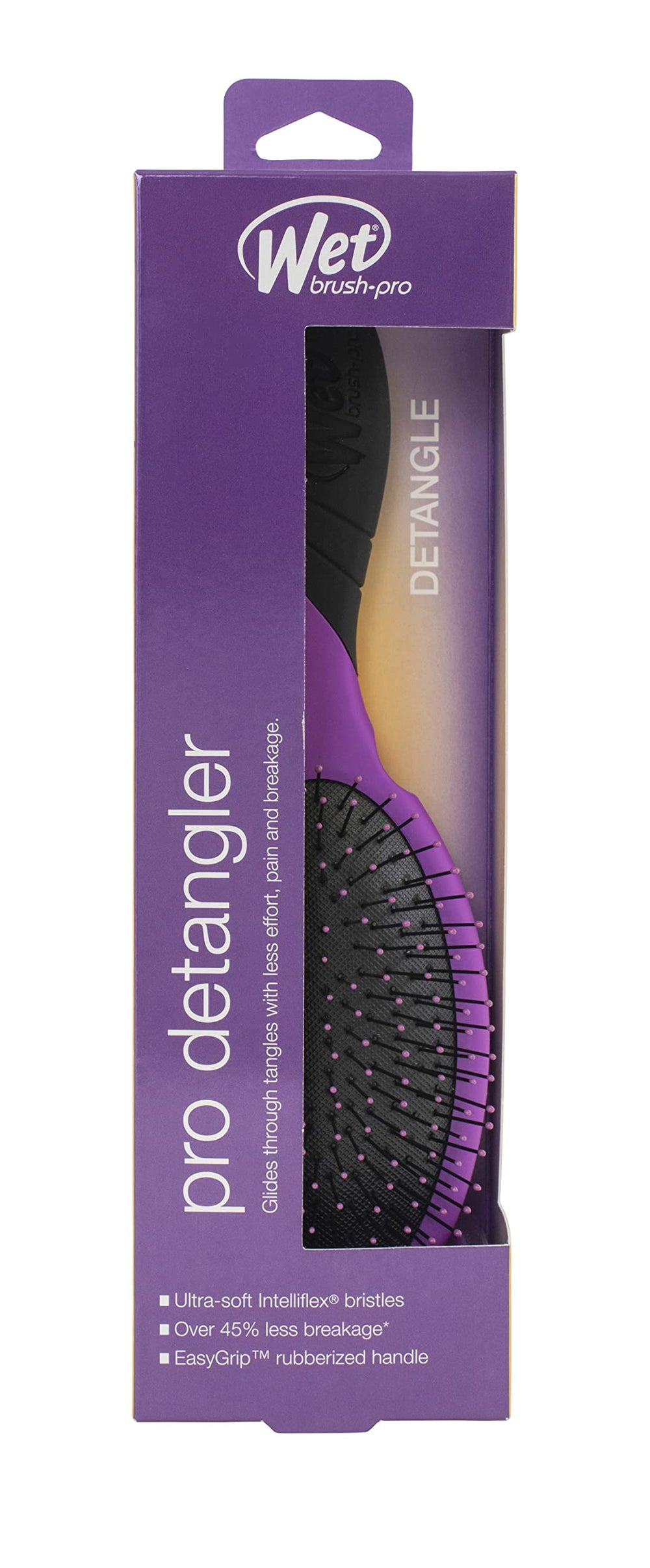Wet Brush Pro Detangler Brush purple ergonomic grip minimizes hand fatigue during styling
