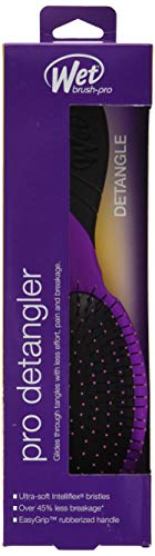 Wet Brush Pro Detangler Brush purple handle close-up shows rubberized grip for comfortable control