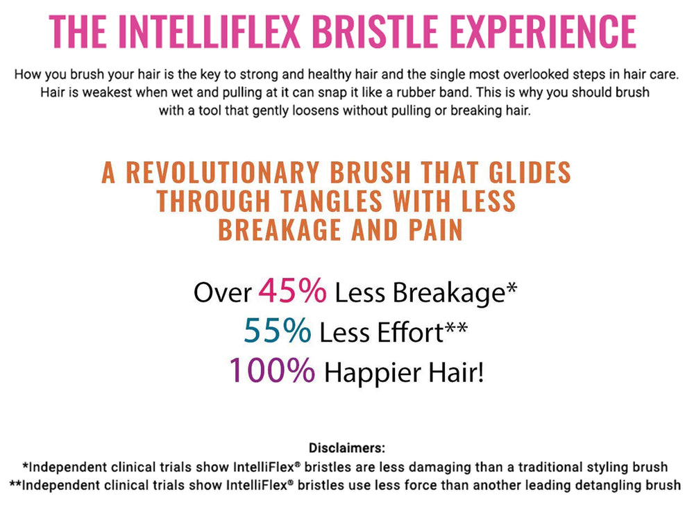 Wet Brush Pro Detangler EasyGrip Teal bristles closeup highlighting ultra-soft IntelliFlex action.