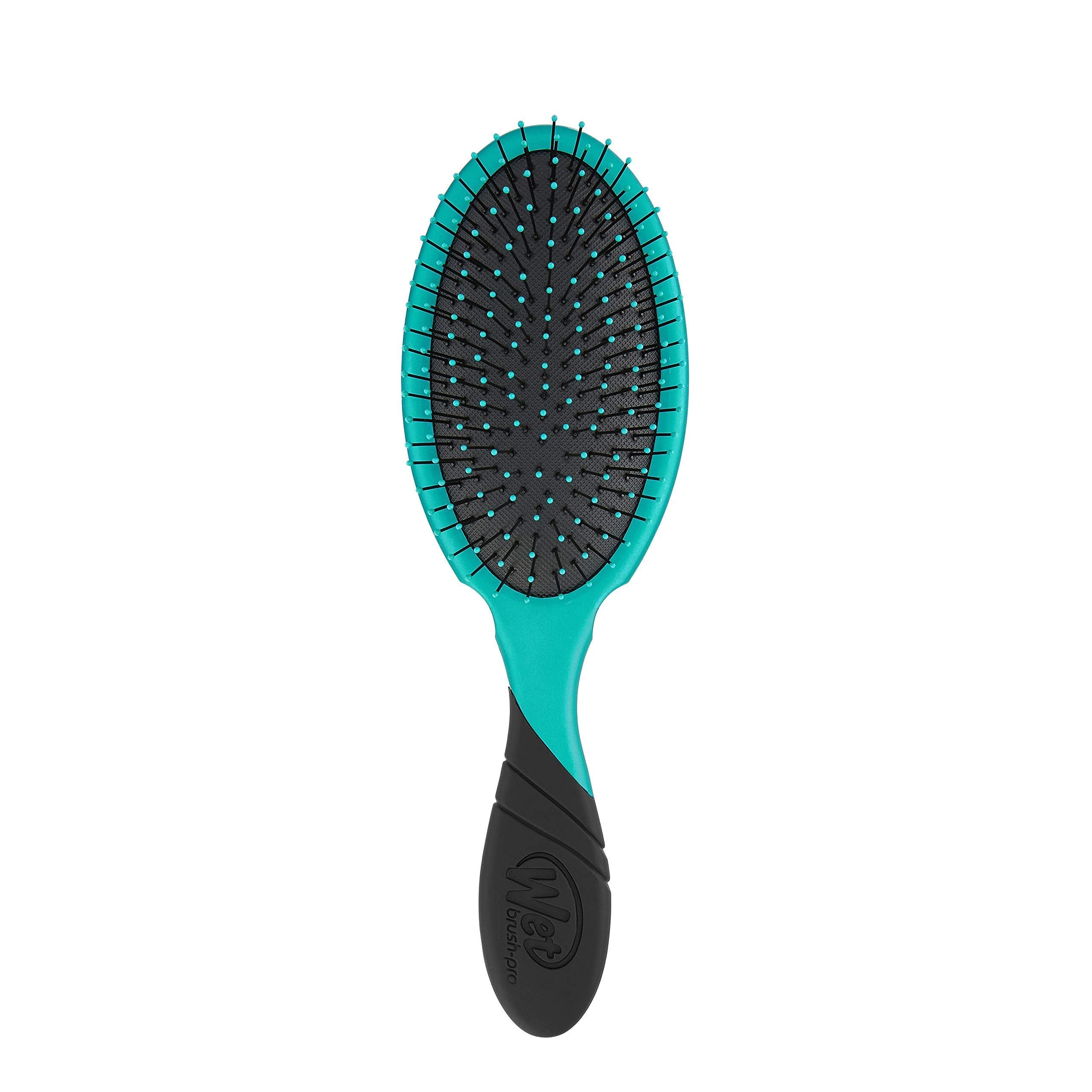 Wet Brush Pro Detangler EasyGrip Teal front view with ergonomic grip for comfortable detangling.