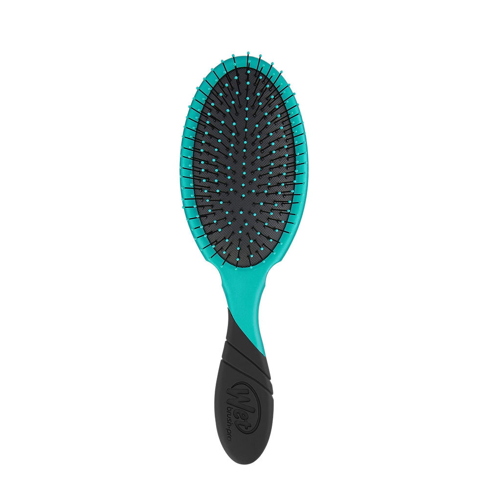 Wet Brush Pro Detangler EasyGrip Teal front view with ergonomic grip for comfortable detangling.