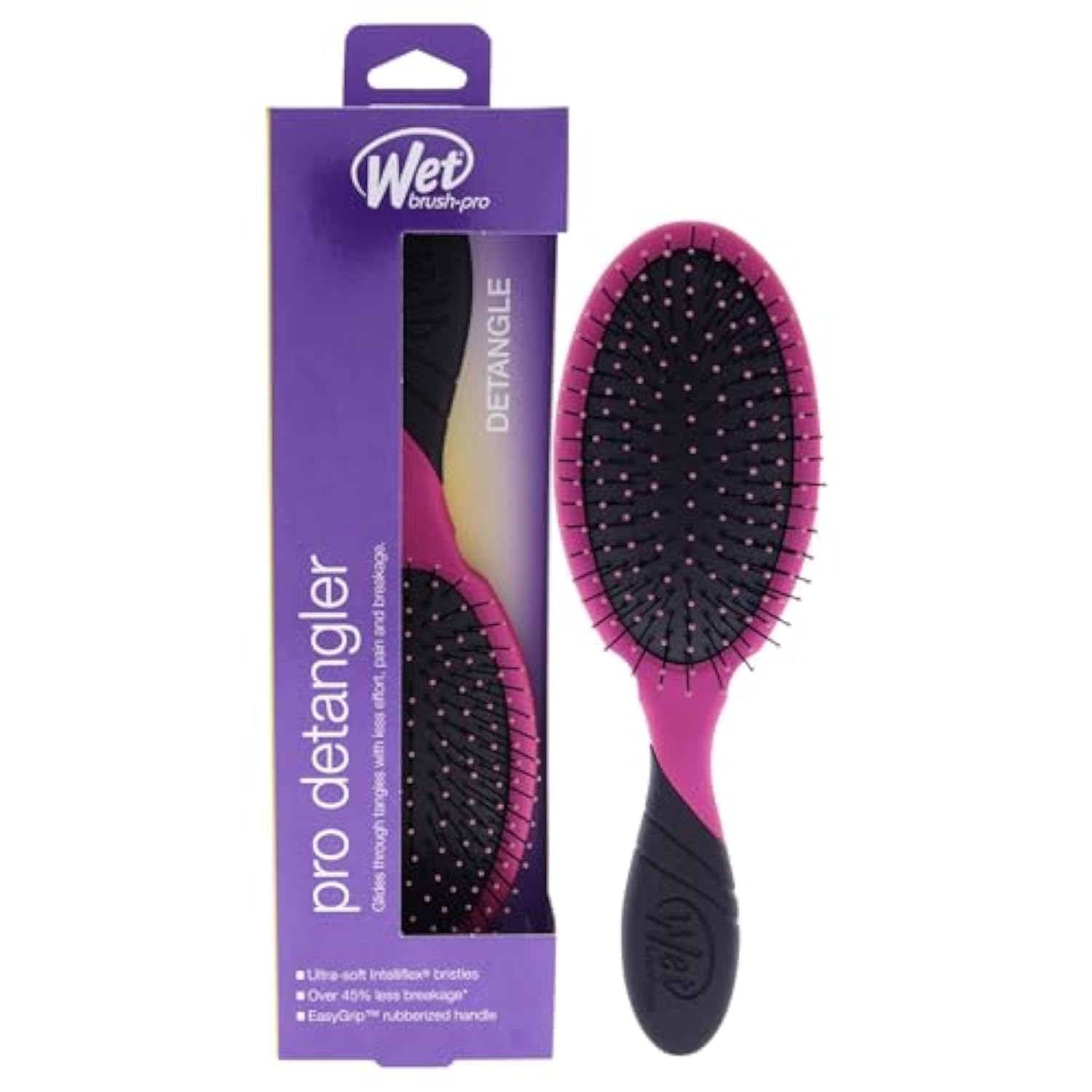 Wet Brush Pro Detangler Pink handle close-up for gentle detangling on wet or dry hair