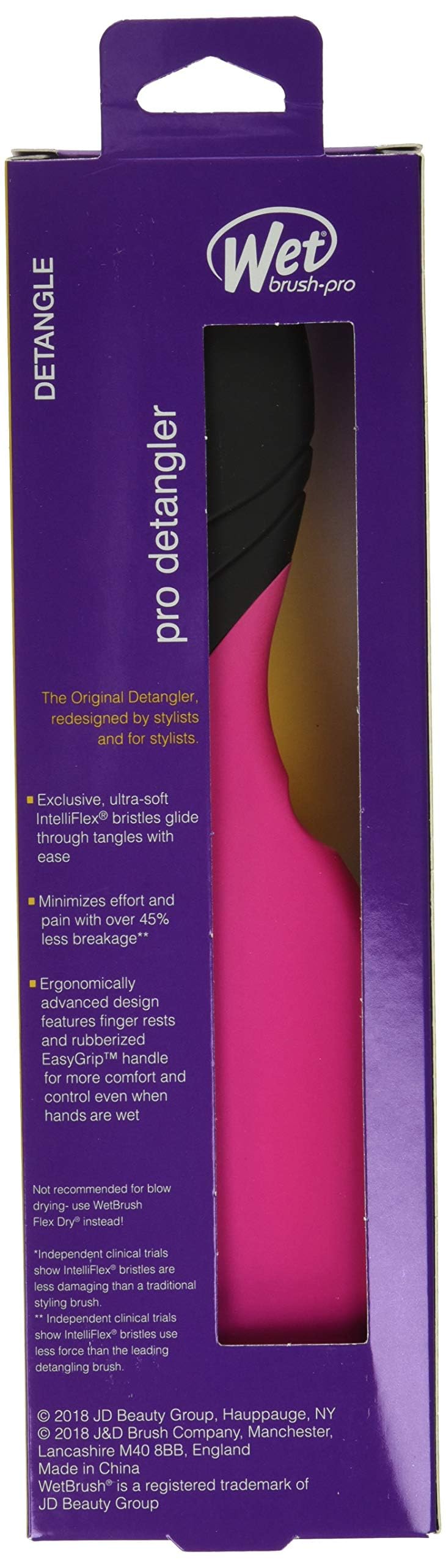 Wet Brush Pro Detangler Pink on wet hair use shows gentle detangling action