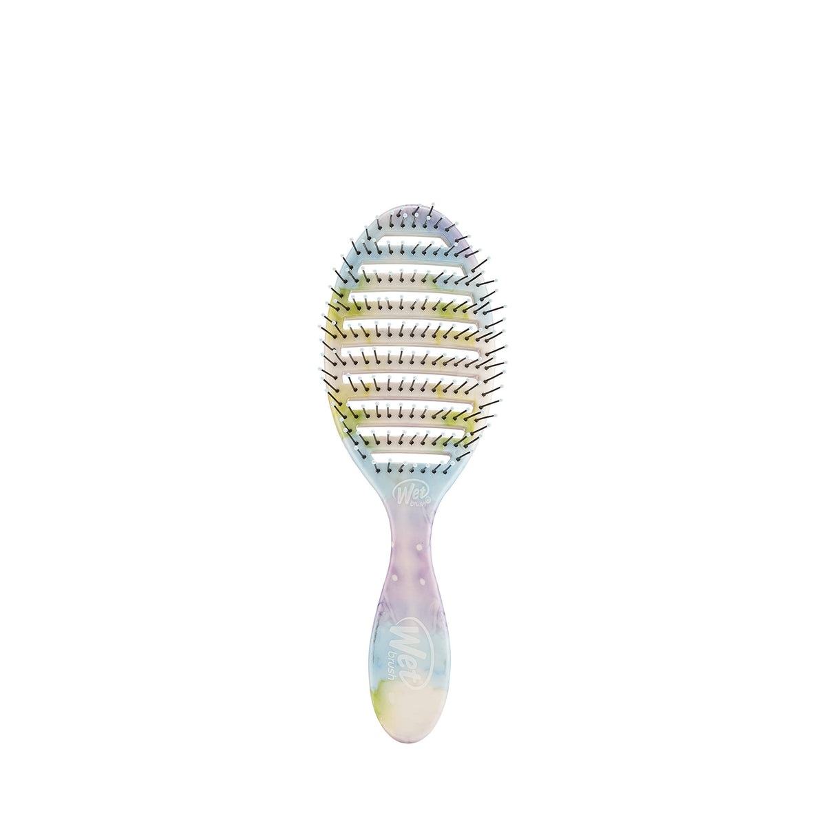 Wet Brush front view in Splatter Color Wash showing colorful finish and ergonomic shape, easy styling