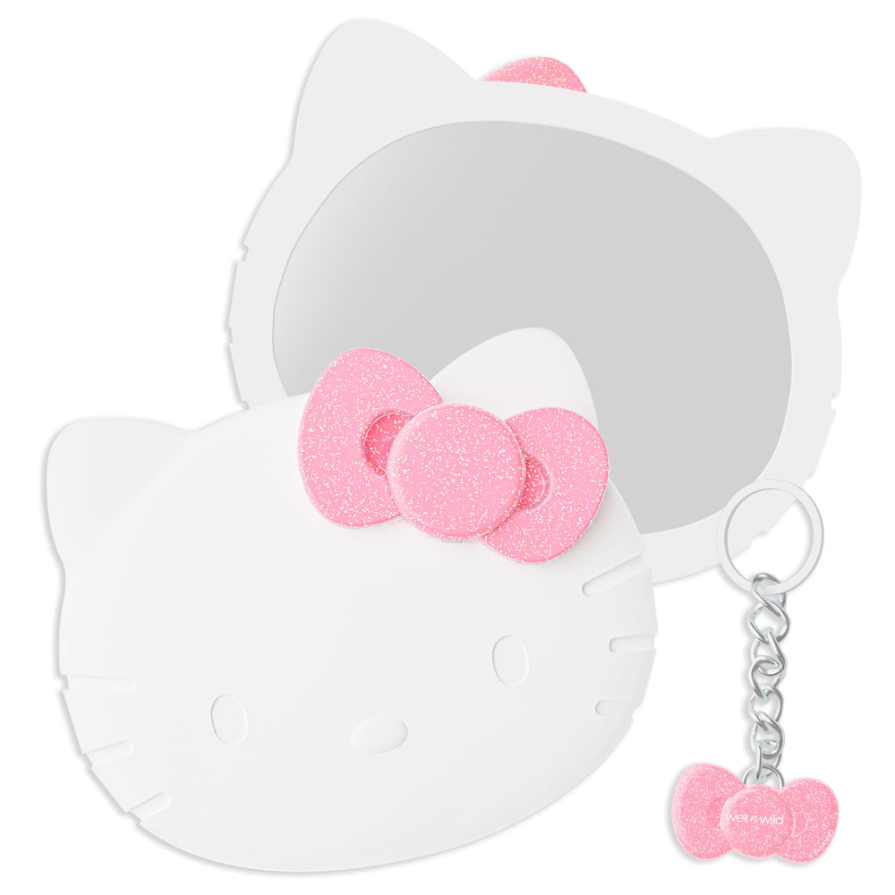 wet n wild hello kitty mirror close-up showcasing travel-ready compact design for quick touch-ups
