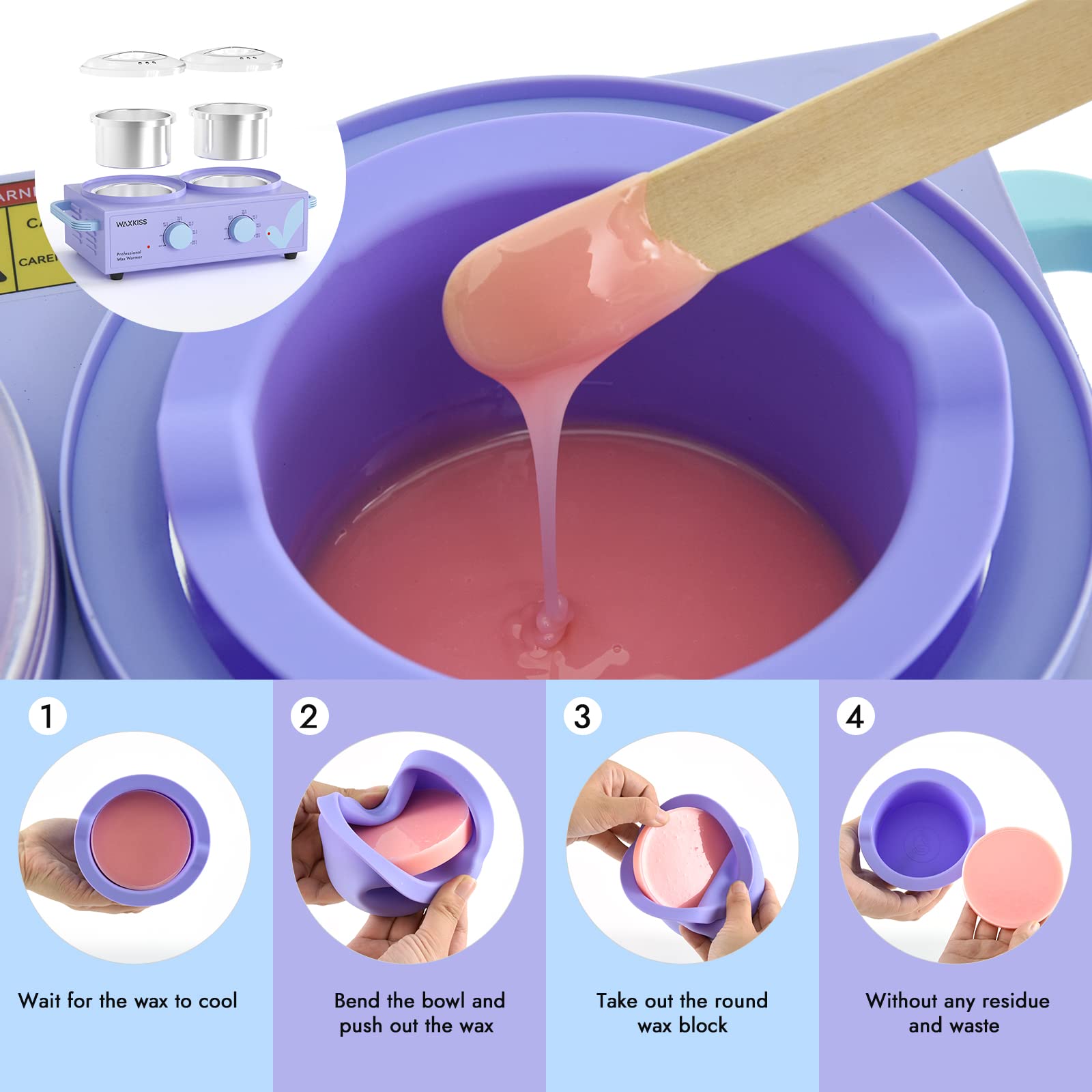 WeWax silicone wax-warmer liner with 9 cm diameter fits standard machines for quick, tidy setup.