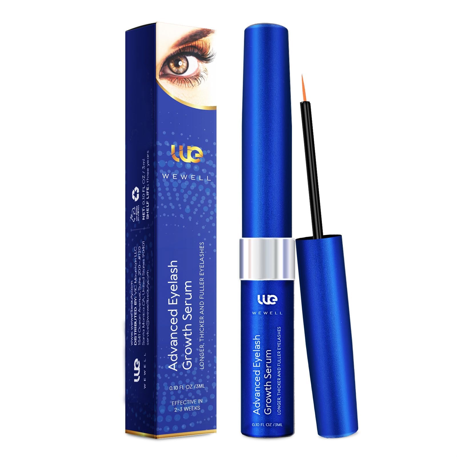 Wewell Advanced Eyelash Growth Serum bottle – premium lash booster for natural length.