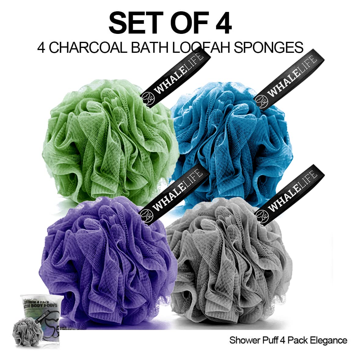 WhaleLife loofah sponge blue highlights durable premium fibers for daily use.