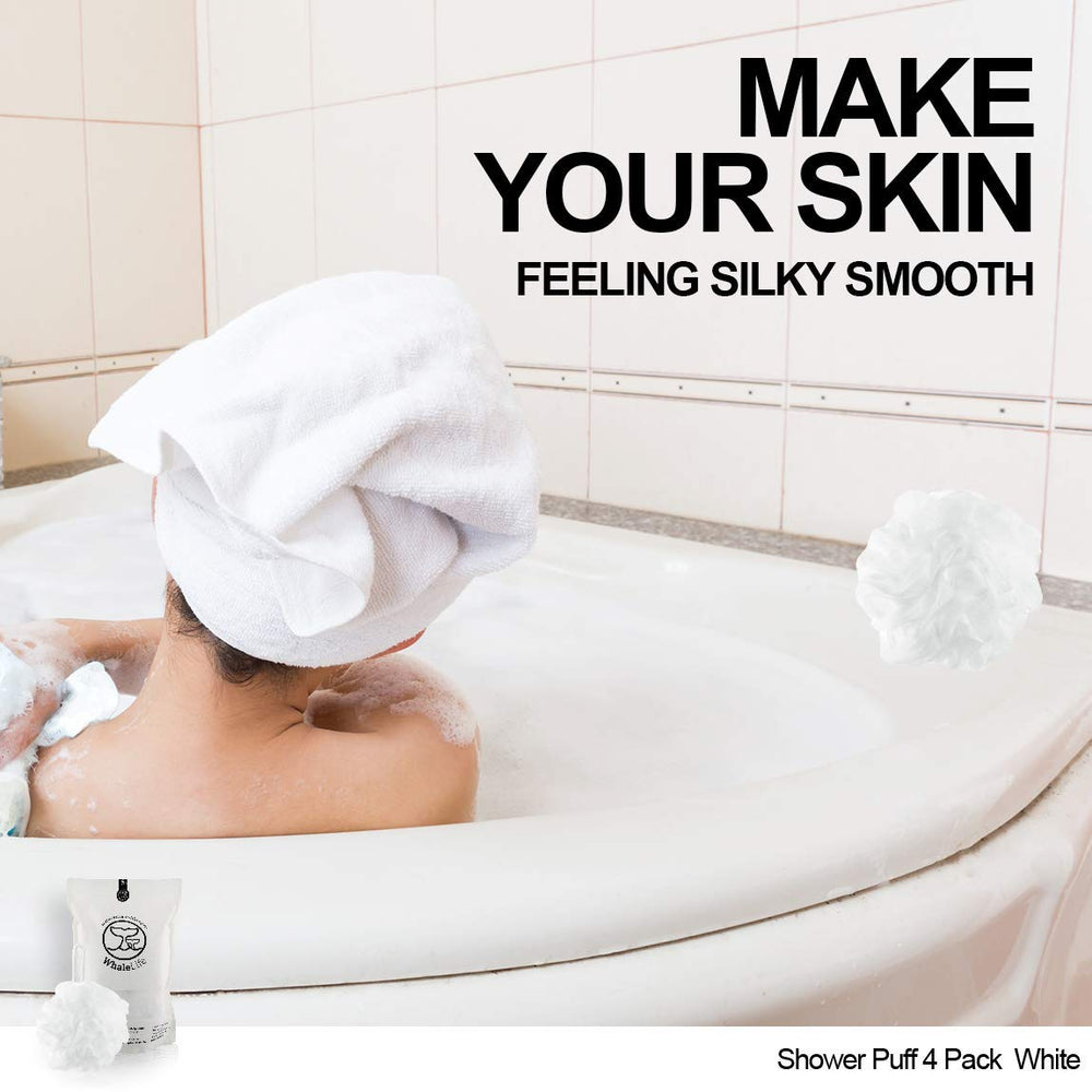 WhaleLife loofah-sponge-family-pack-white is ideal for shared showers in households.