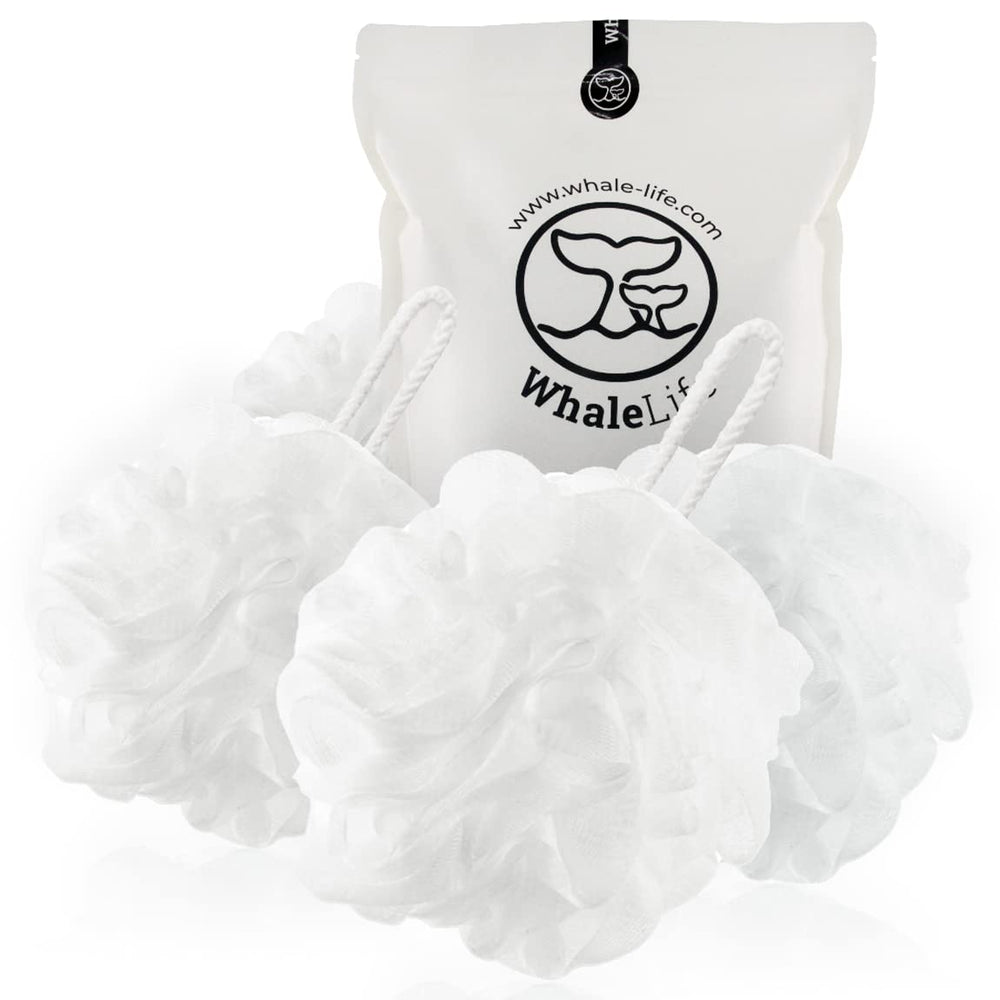 WhaleLife loofah-sponge large-body-white shows a large white loofah for thorough cleansing and thick lather.