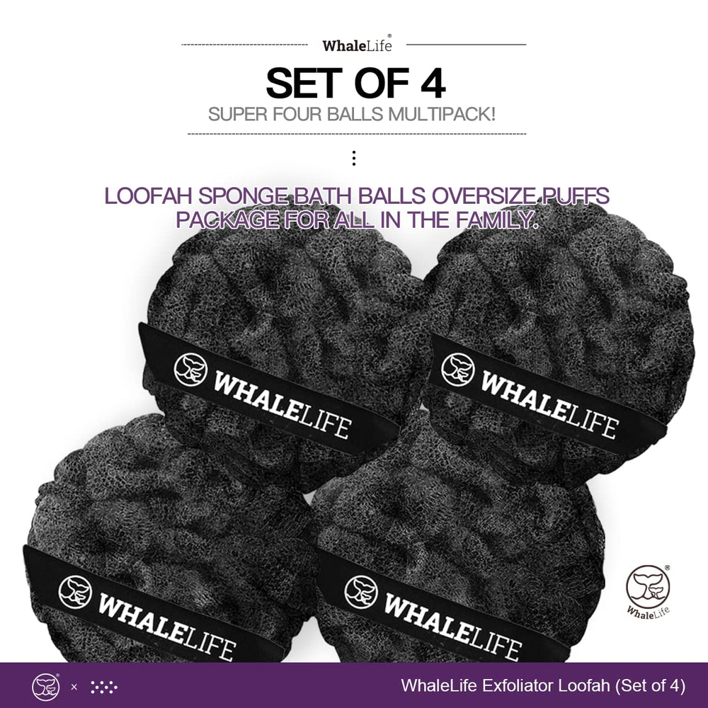 WhaleLife loofah sponge shower-time use demonstrates versatility