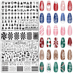Whaline 6Pcs Christmas nail plates designs enable festive home manicures with crisp prints.