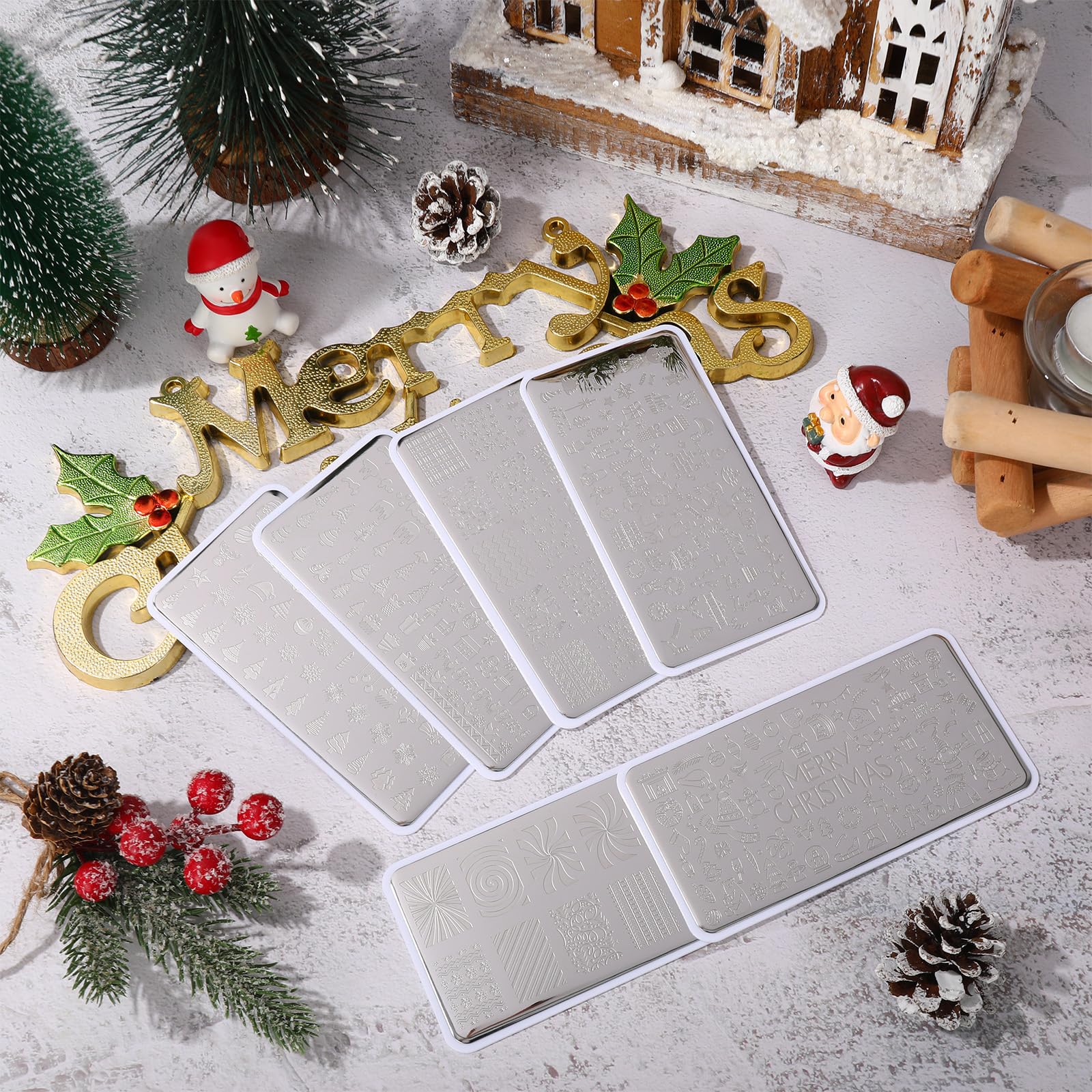 Whaline snowflake pattern nail plate delivers delicate winter detail for salon-quality results.