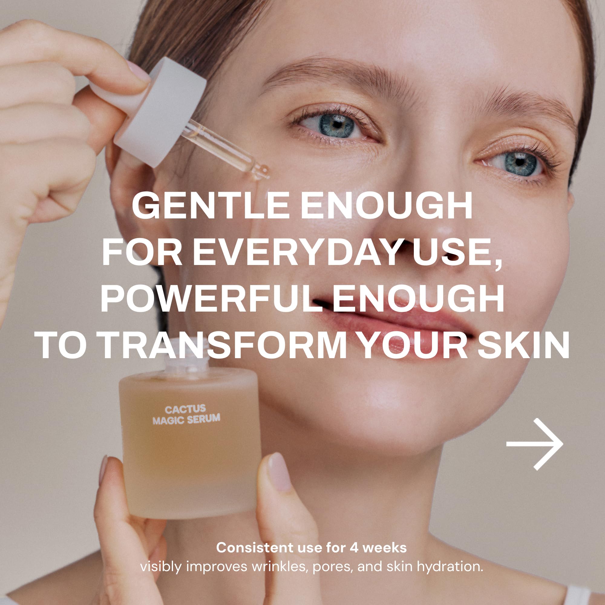 Whamisa fermented cactus hydration complex reveals cooling hydration during application moments.
