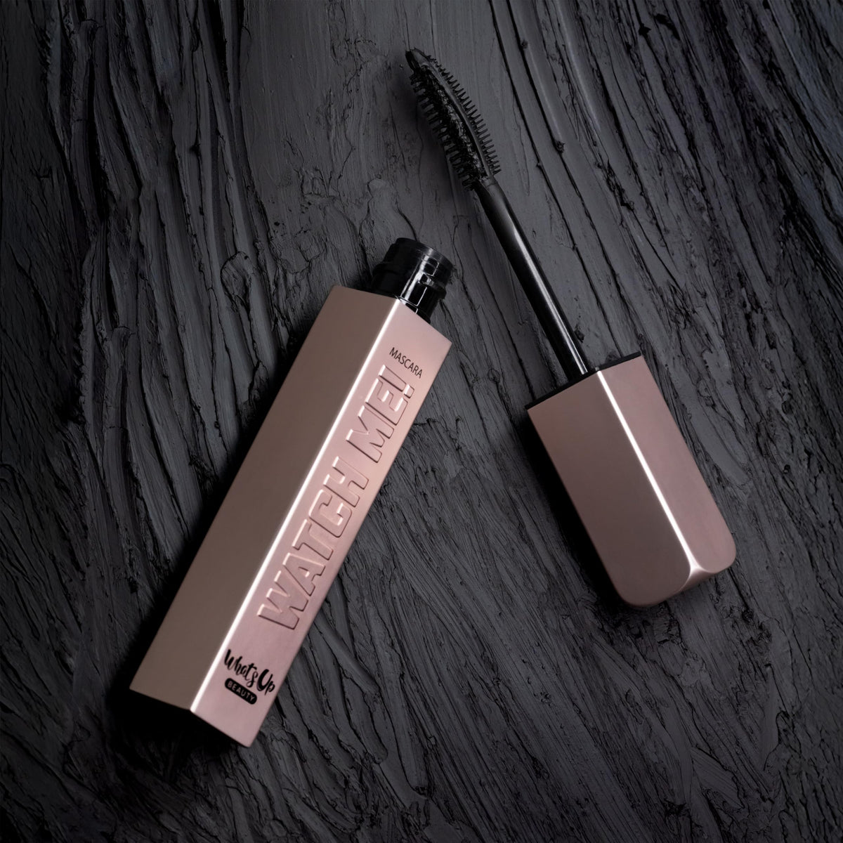 Whats Up Nails Watch Me Mascara bottle closeup for clean, buildable volume.