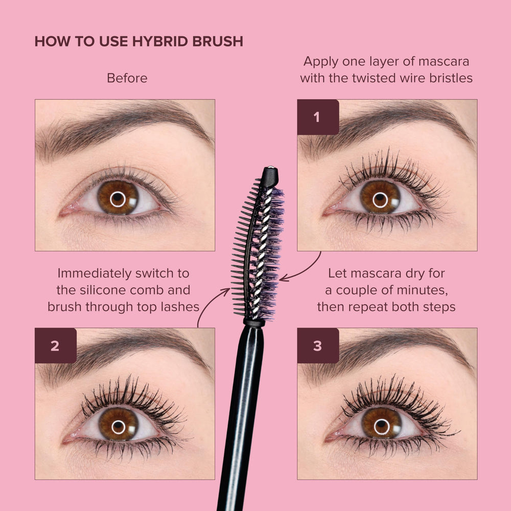 Whats Up Nails Watch Me Mascara top lashes application shows length and lift.