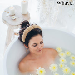WHAVEL spa headband black closeup emphasizing comfortable fit for routine use.