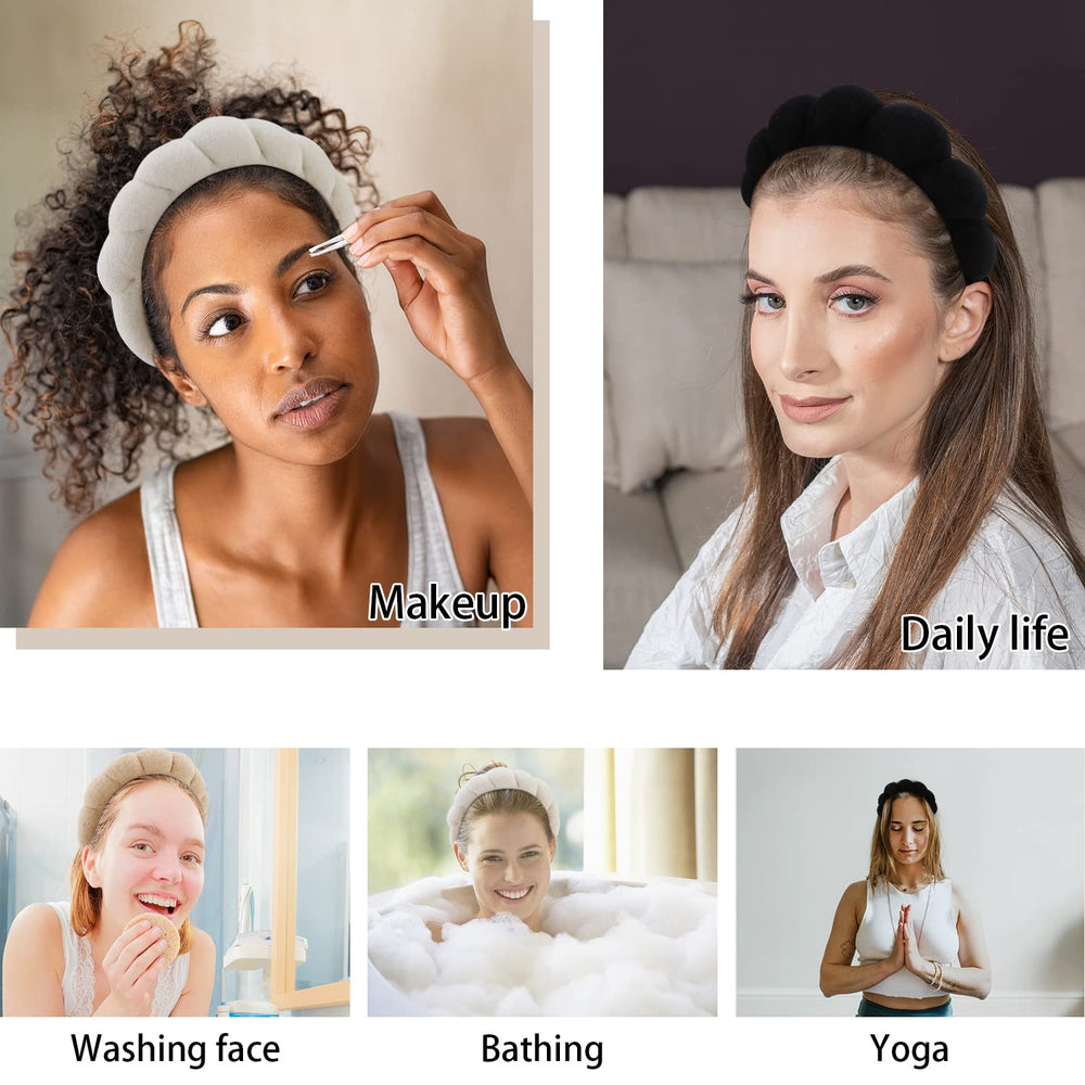 WHAVEL spa headband wash-face setup in-use photo showing hair secured away.