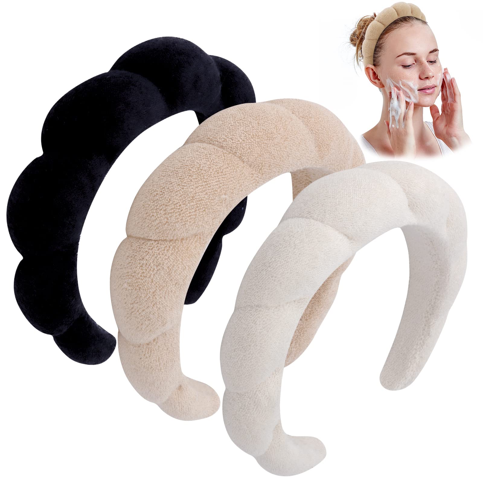 WHAVEL spa headband wide-application worn during yoga or facial sessions.