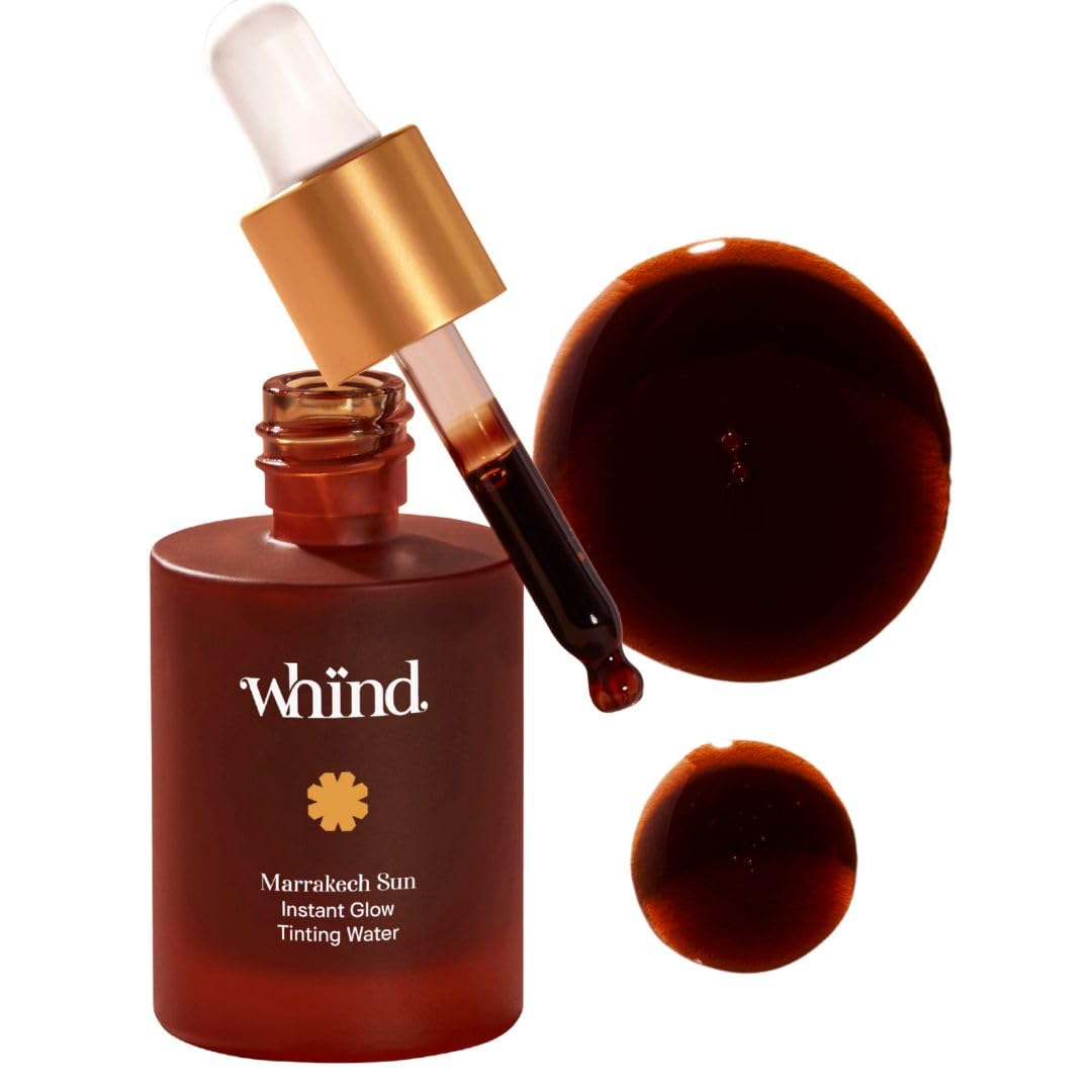 WHIND Marrakech Sun bottle front view shows compact travel-friendly packaging for glow on the go.