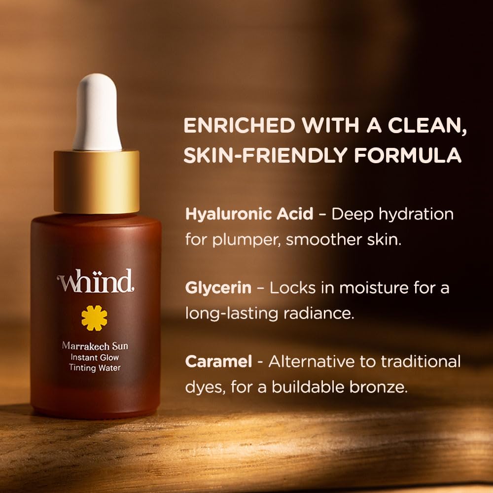 WHIND Marrakech Sun caramel-infused scent icon suggests pleasant fragrance during routine.