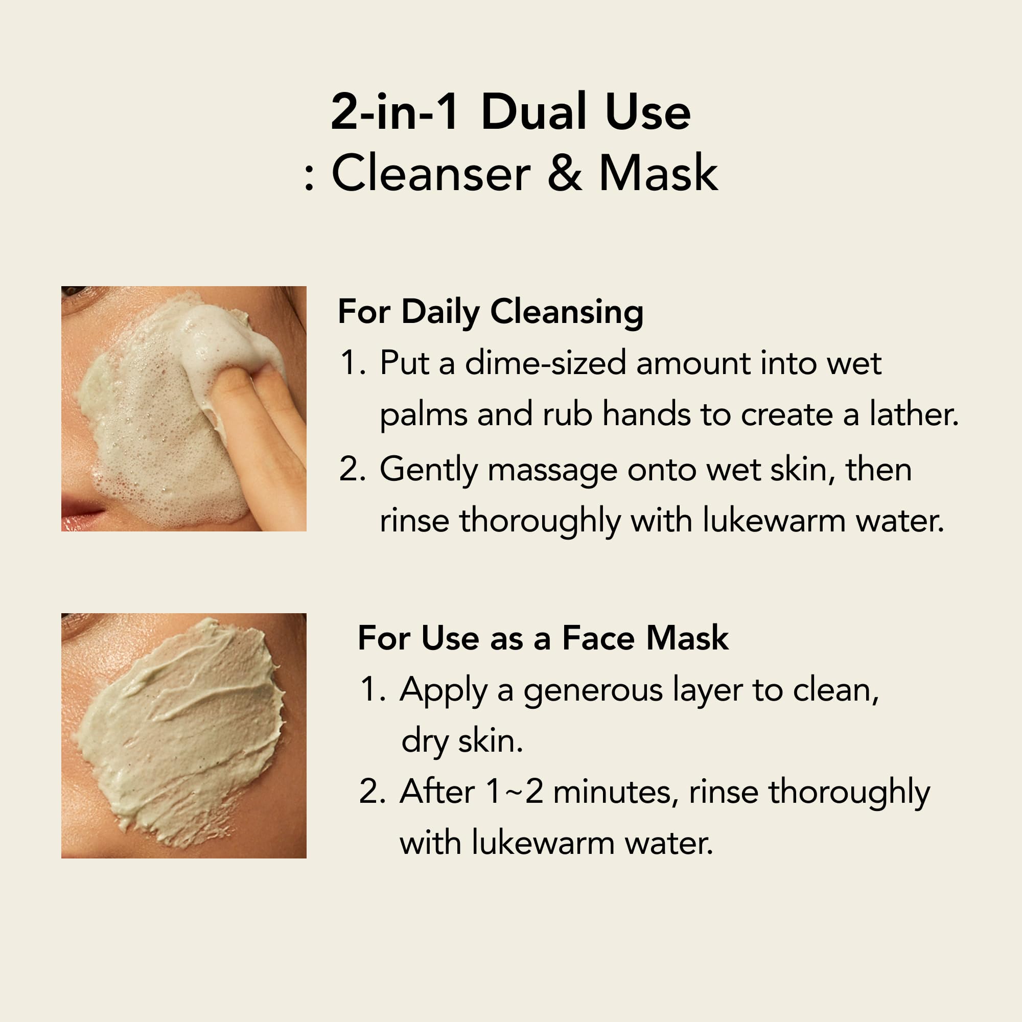 Whipped Semo Face Wash layering as mask visual demonstrates dual cleansing power