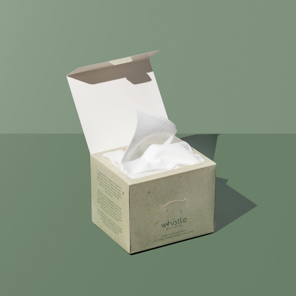 Whistle Wellness makeup-removal towel ideal for quick cleanses on busy days.