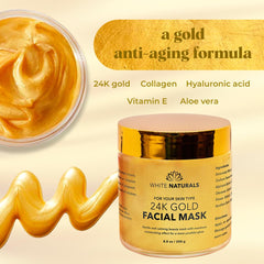 White Naturals 24K Gold Mask application highlights silky texture for smoothing and hydration.