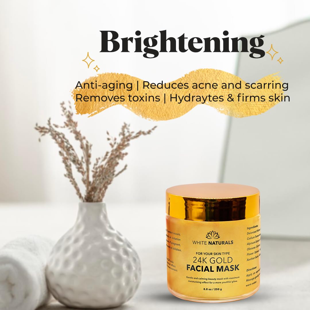 White Naturals 24K Gold Mask silky texture supports moisturized, glowing skin.