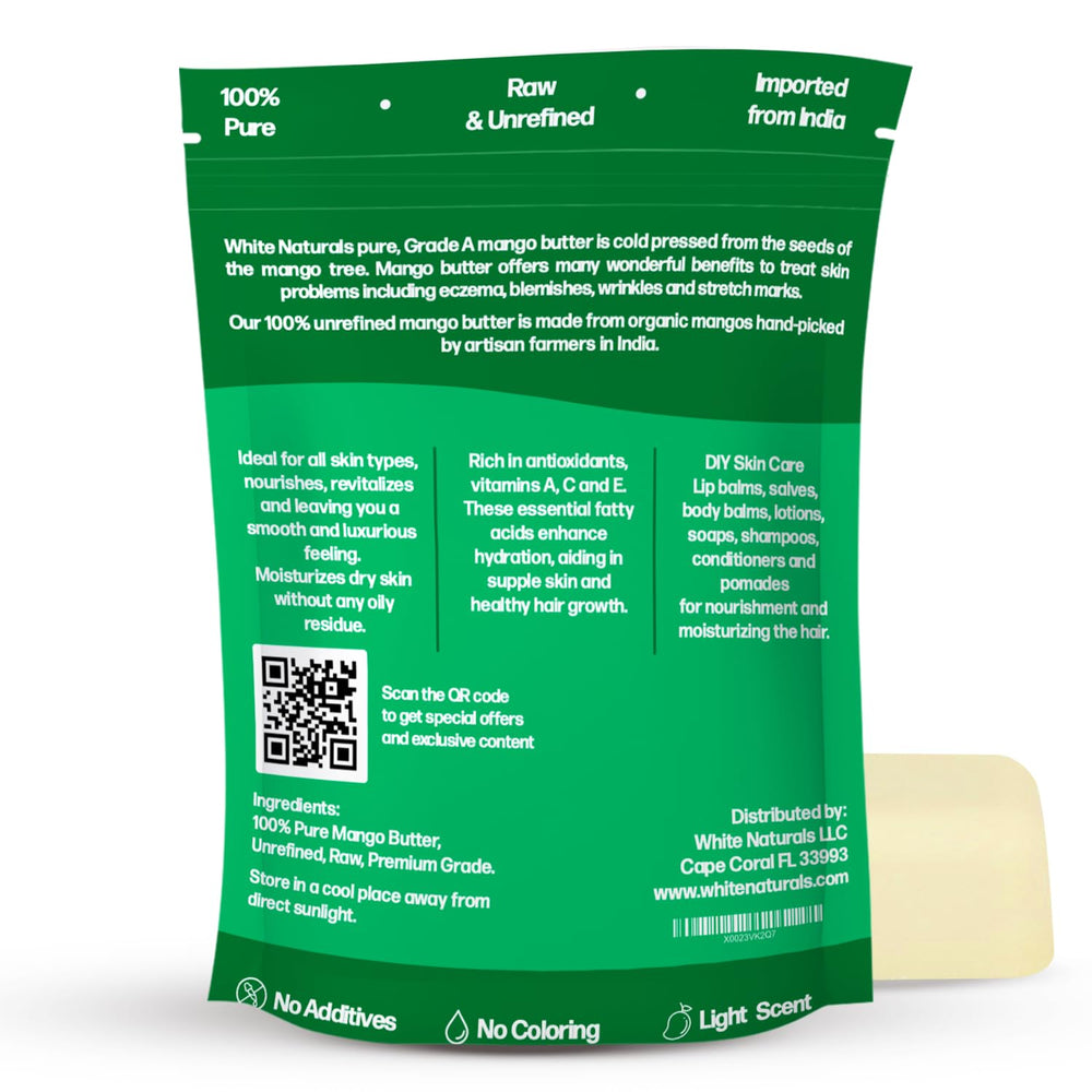 White Naturals Mango Butter tub highlights creamy texture for face and body hydration.