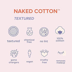 White Rabbit Naked Cotton Textured pad used for makeup removal without residue.