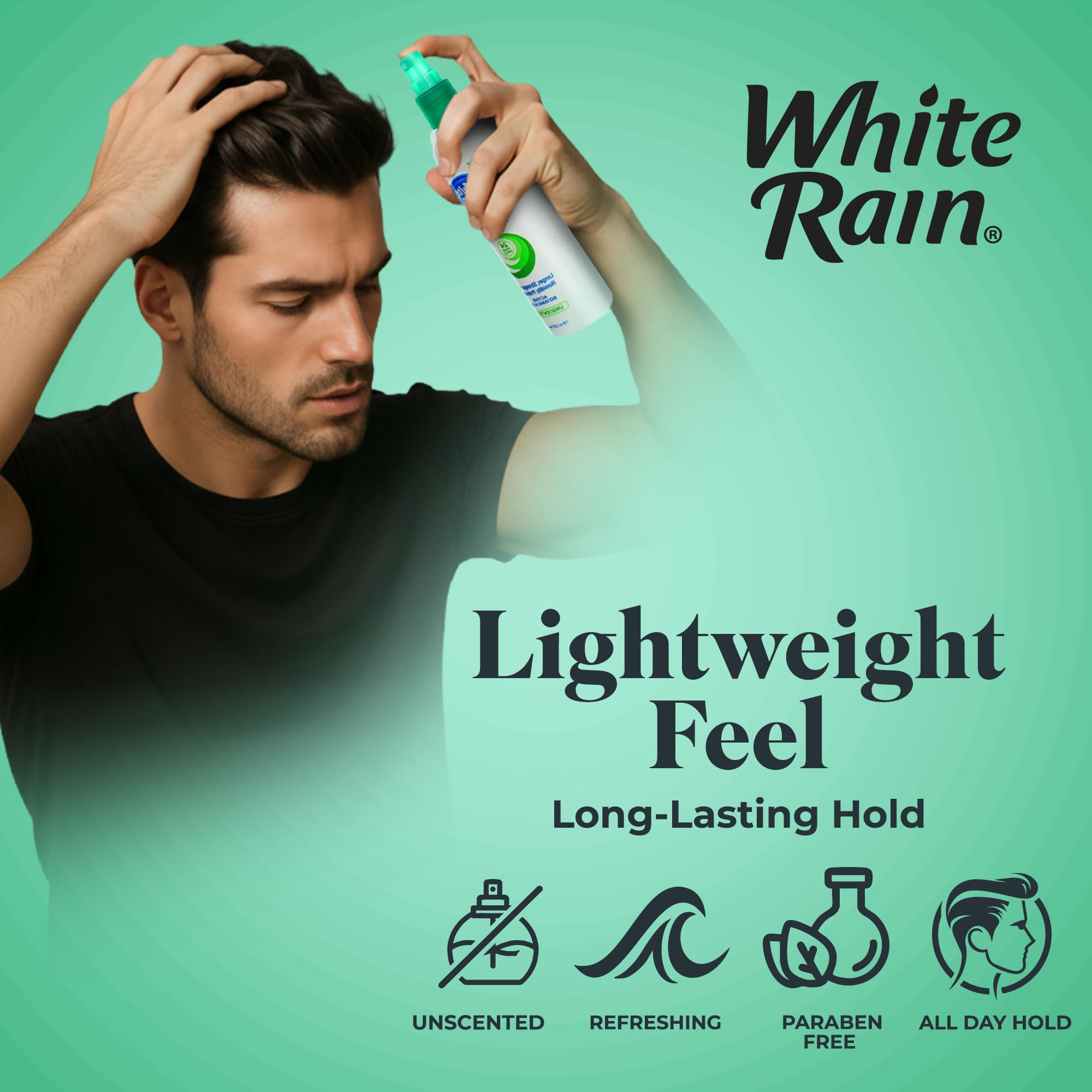 White Rain hairspray demonstrates humidity protection with botanical extracts