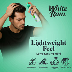 White Rain hairspray demonstrates humidity protection with botanical extracts