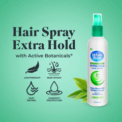 White Rain hairspray being sprayed for fragrance-free hold