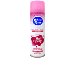 White Rain scented hairspray dispersion shows even coverage for volume.