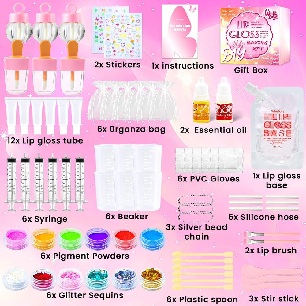 WhizToys lip gloss tubes ready for filling with your custom shade.