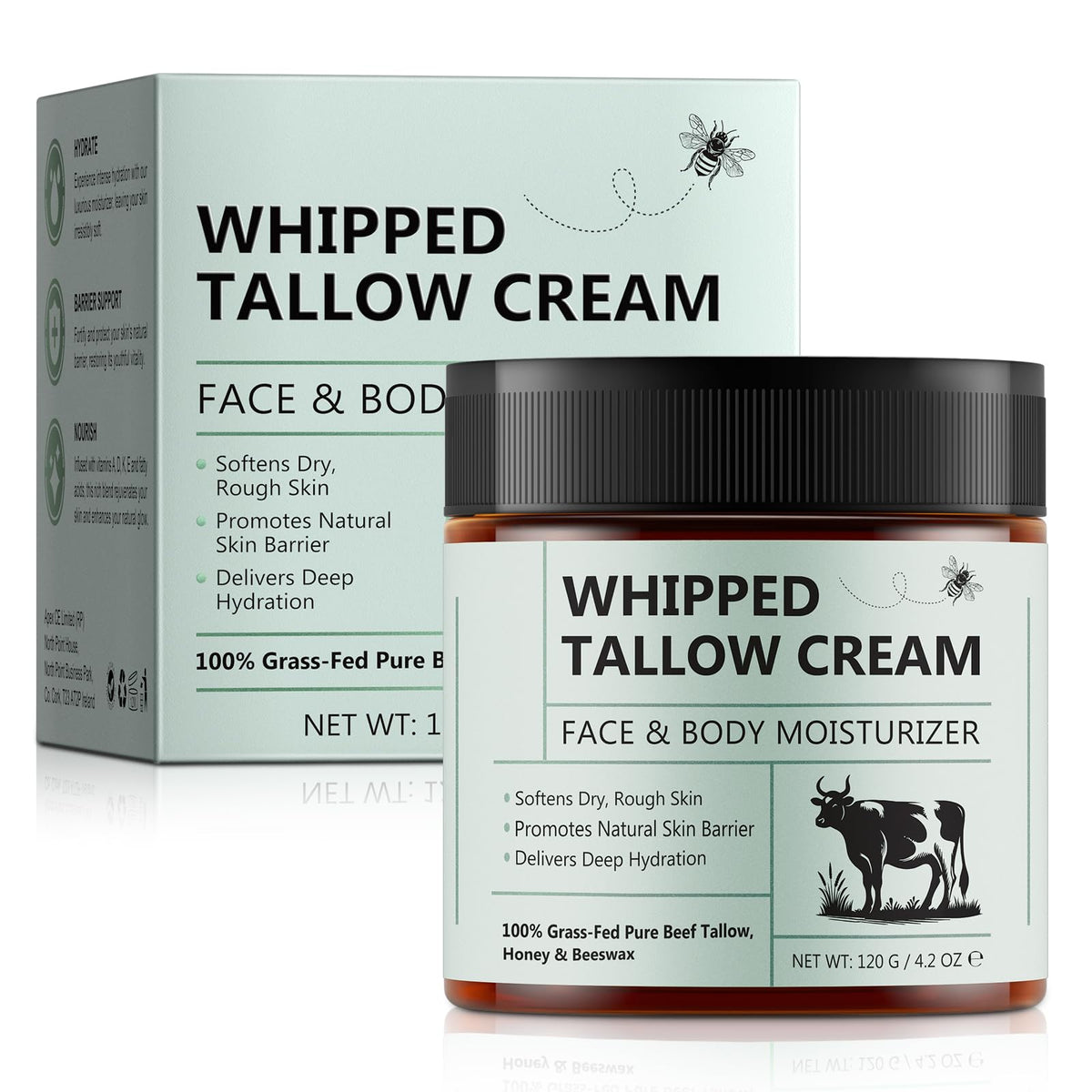WHLH & WELL-BEING beef-tallow-honey-balm jar delivers deep moisture for face and body