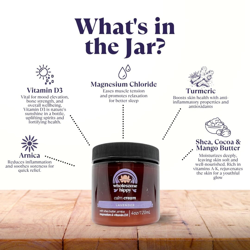 WHOLESOME HIPPY Calm Body Cream jar texture highlighting deep moisturizing richness.