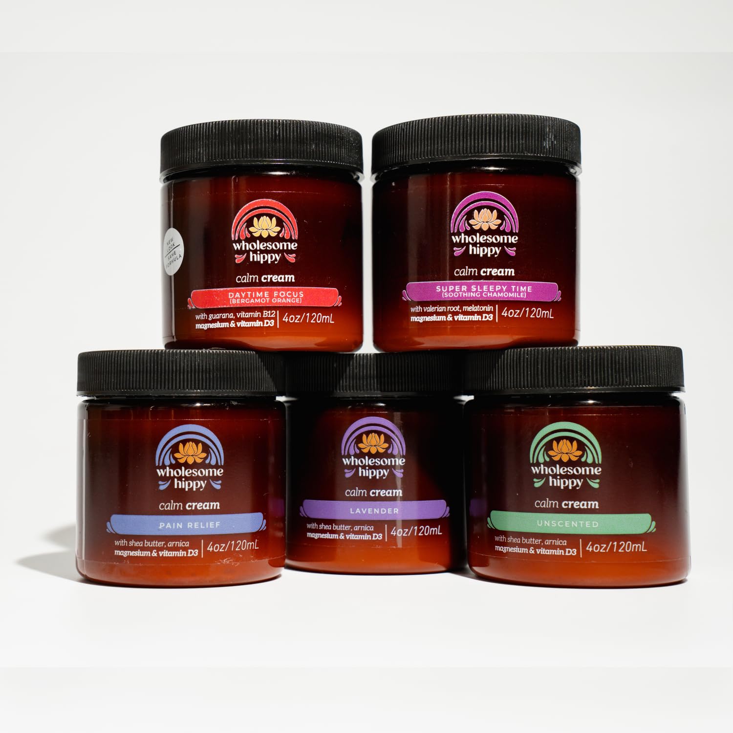 Wholesome Hippy Magnesium Calm Cream with arnica-turmeric features a botanical blend.