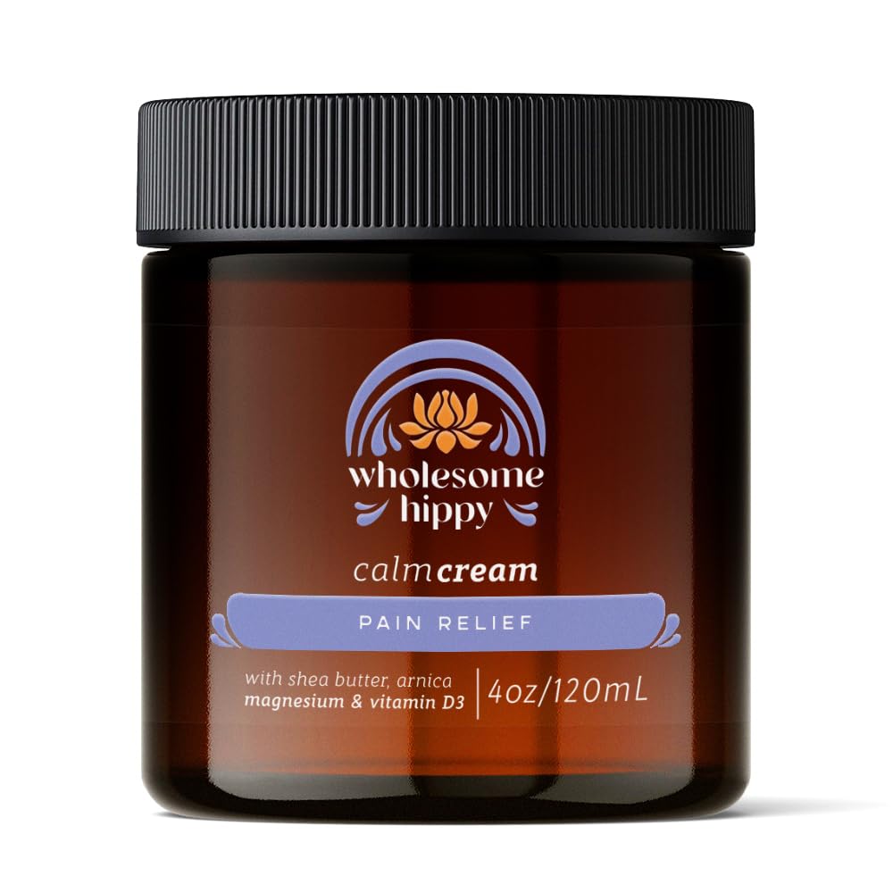Wholesome Hippy Magnesium Calm Cream jar shows soothing, hydrating body butter.