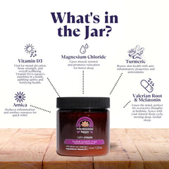 Wholesome Hippy Nighttime Body Butter jar emphasizing rich hydration.