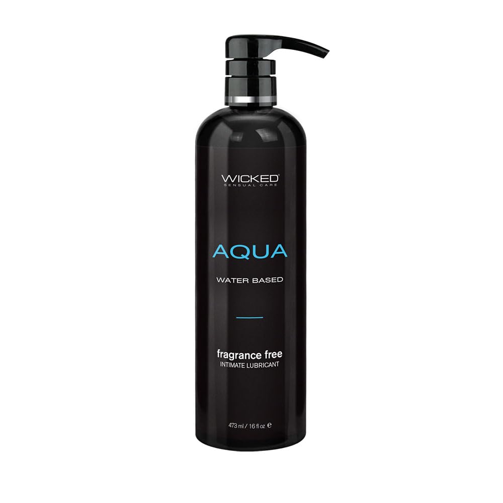 Wicked Aqua Water Based bottle pour shows easy cleanup and spa-quality ingredients