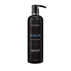 Wicked Aqua Water Based bottle pour shows easy cleanup and spa-quality ingredients