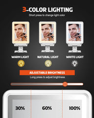 Widitn heated shower mirror razor holder storage keeps grooming tools within reach.