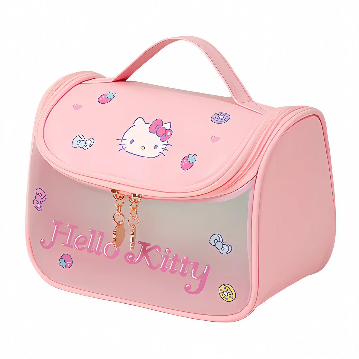 WIEEZN Cute Cartoon Women's Toiletry Bag front view for travel organization.