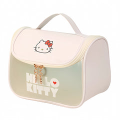 WIEEZN cute cartoon womens toiletry bag in white, front view for easy travel storage.