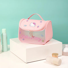 WIEEZN PU translucent bag close-up showing waterproof-looking exterior and sturdy zippers.