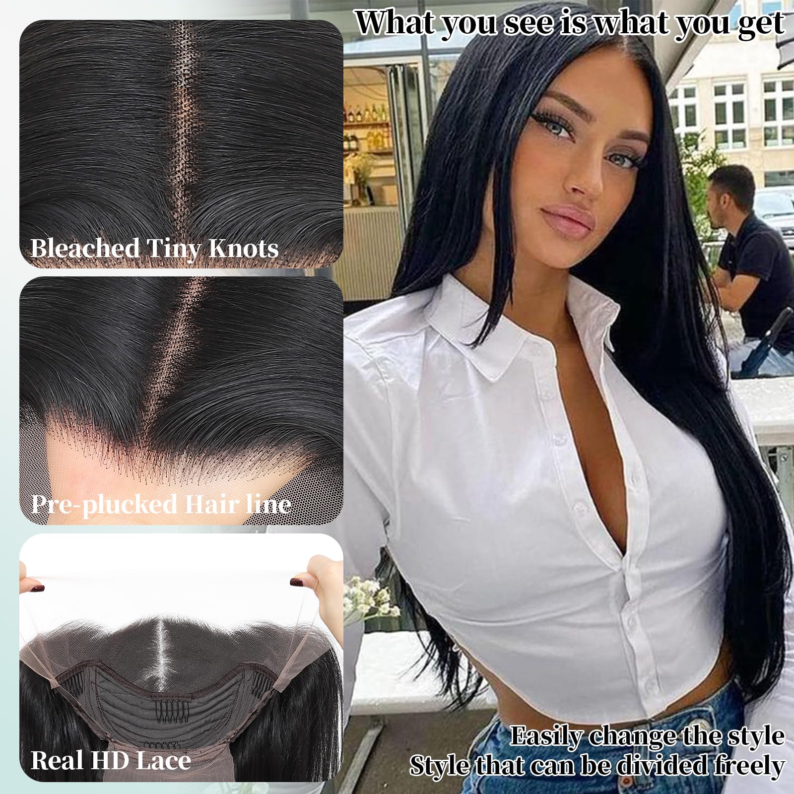 WIGAGA 26-inch straight wig showcases layered look for versatile daily styling.