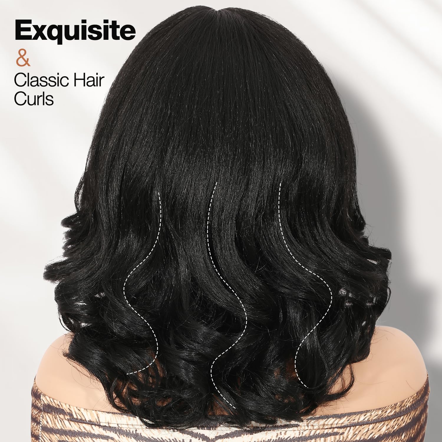 WIGER Yaki texture wavy wig adjustable straps for versatile sizing.